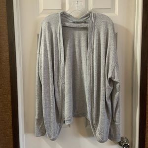 Athleta Light Grey Choker Open Front Cardigan L
